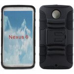 Wholesale Google Nexus 6 Armor Shell Holster Combo Belt Clip (Black)